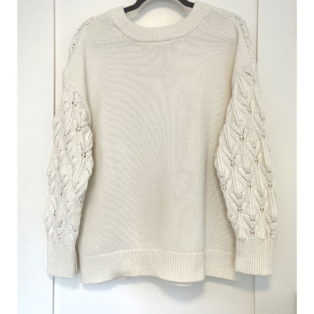 Penningtons Cable Knit Open Weave Sweater in Cream Size 1X - Picture 5 of 7